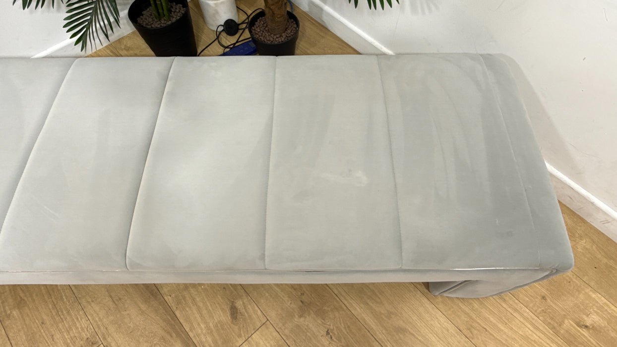 Sofology Oscar Large Bench Fabric Footstool in Matt Velvet Silver All Over
