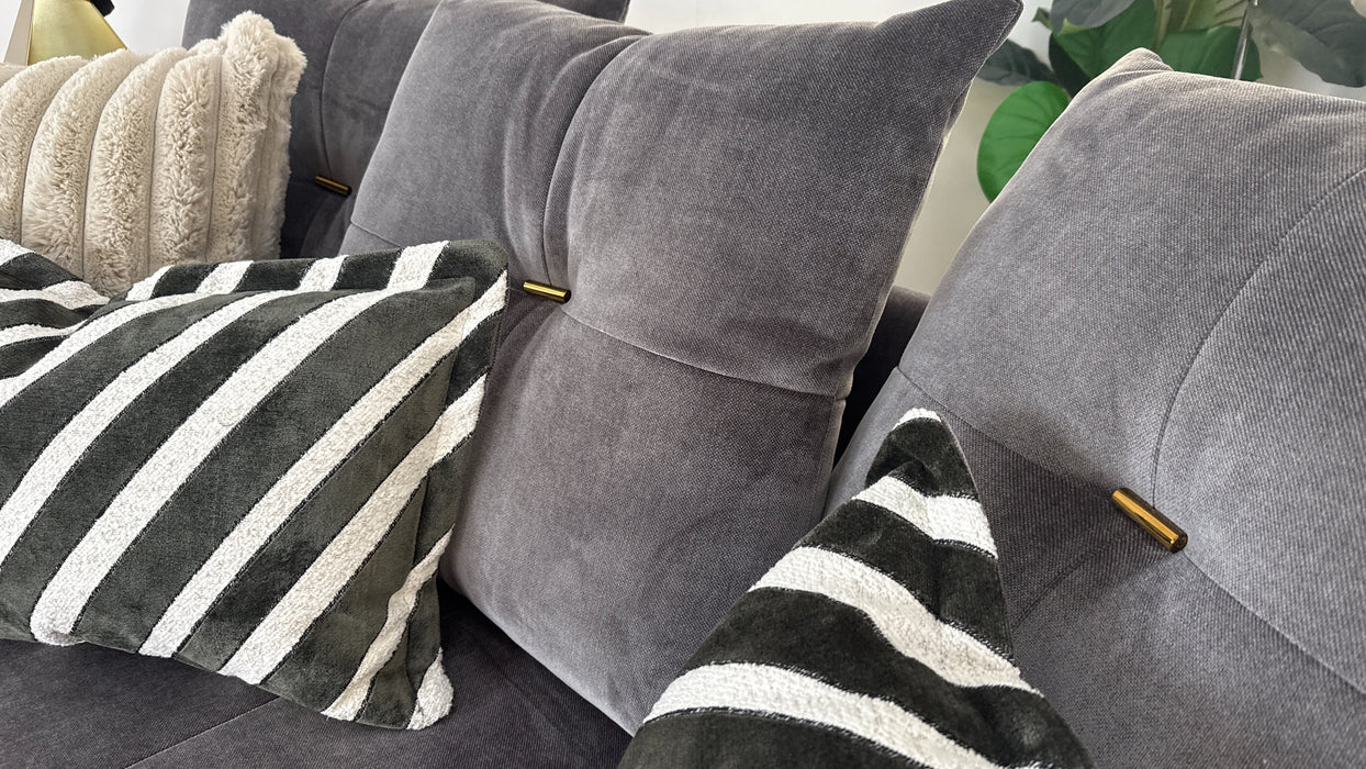 Sofology The Oscar 2 Seater Fabric Sofa in Fine Textured Chenille Grey Mix