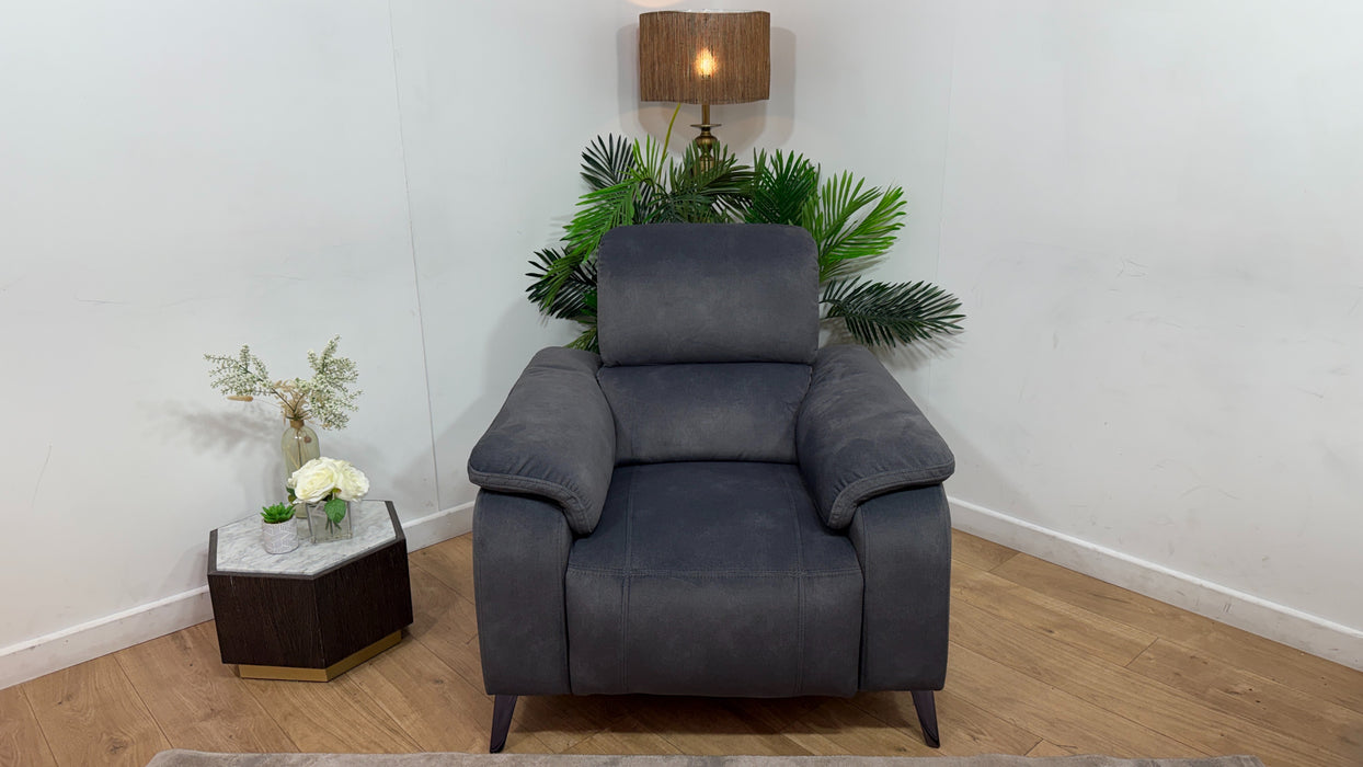 Sofology Bailey Leather Chair Power Recliner in Charcoal