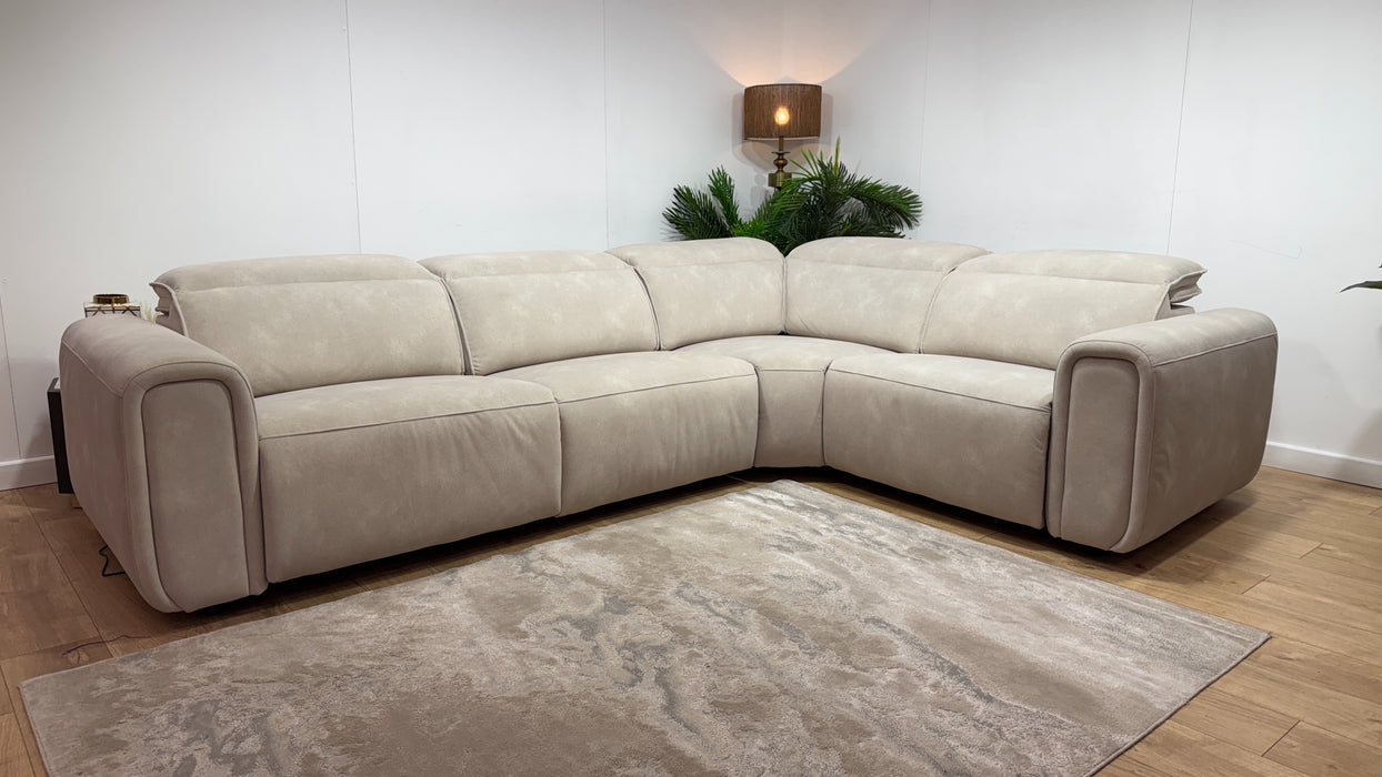 Sofology Premiere Fabric 3 Corner 1.5 Power Recliner/Headrest in Lifestyle Flecked Ivory
