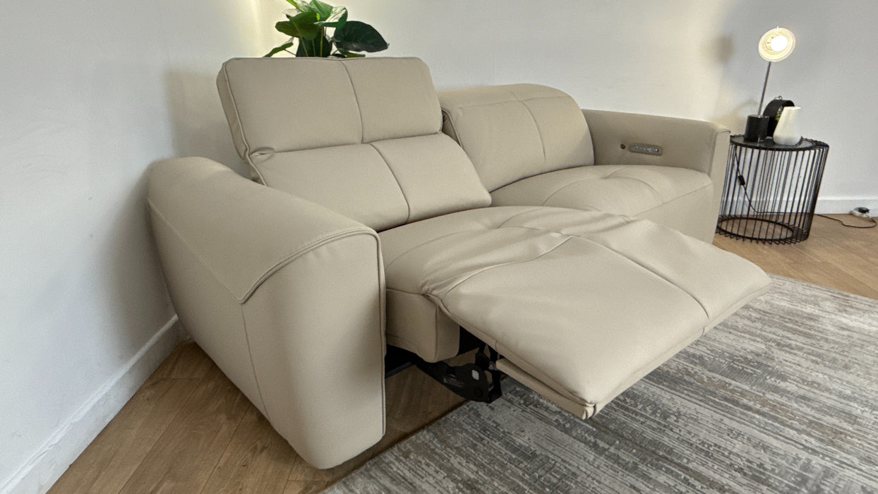 Sofology The Riviera Leather 2.5 Seater Power Recliner/Headrest Heated Seat in Trusty Super Matt Stone