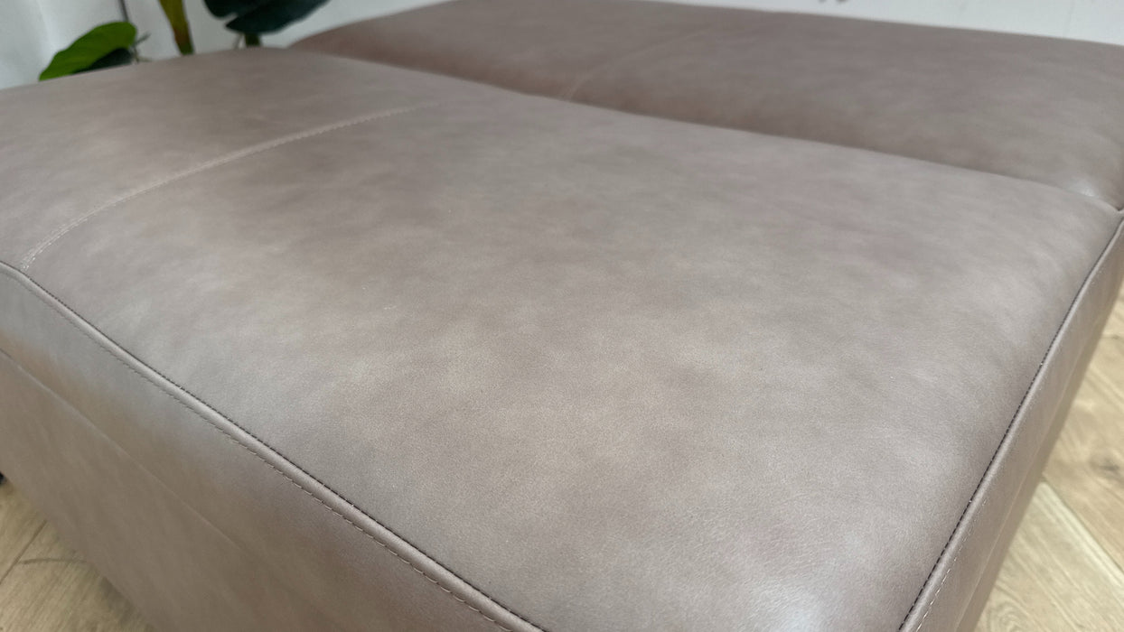 Sofology Illinois Leather Designer Footstool in Relaxed Soft Stone