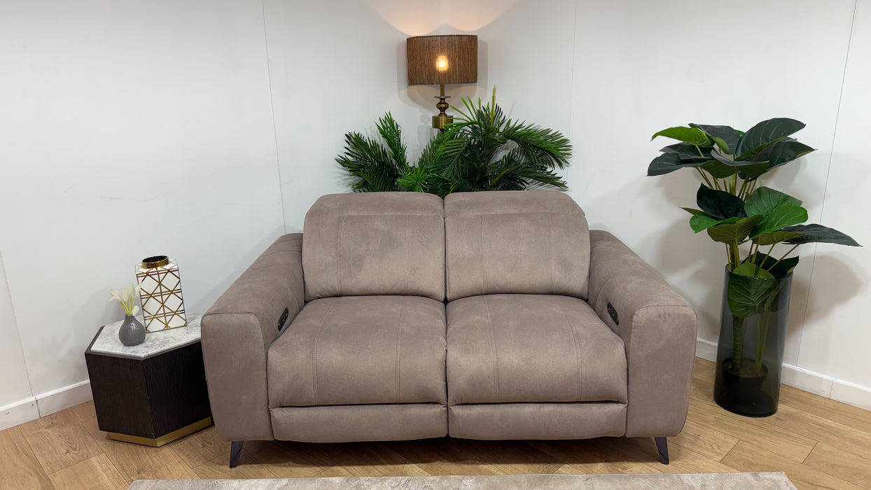 Sofology Allure Fabric 2 Seater Power Recliner/Headrest Speakers in Lifestyle Flecked Nutmeg