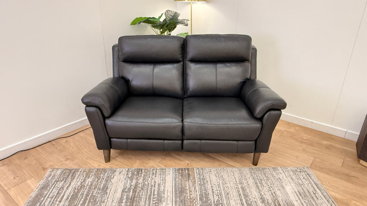 Sofology Lucca Leather 2 Seater Power Recliner in Trusty Soft Sheen Black