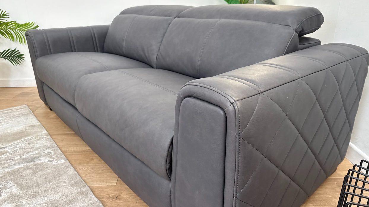 Sofology The Mason 3 Seater Leather Sofa in Relaxed Matt Charcoal