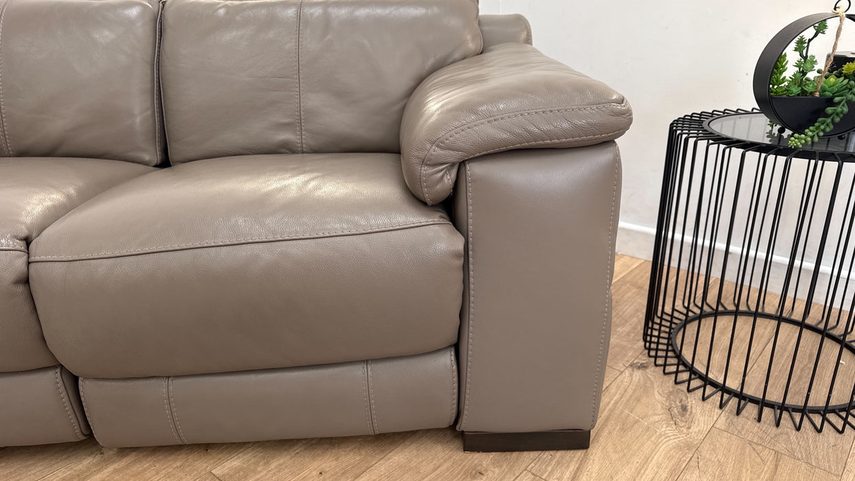 Sofology Laurence Leather 2 Seater Power Recliner/Headrest in Le Mans Taupe