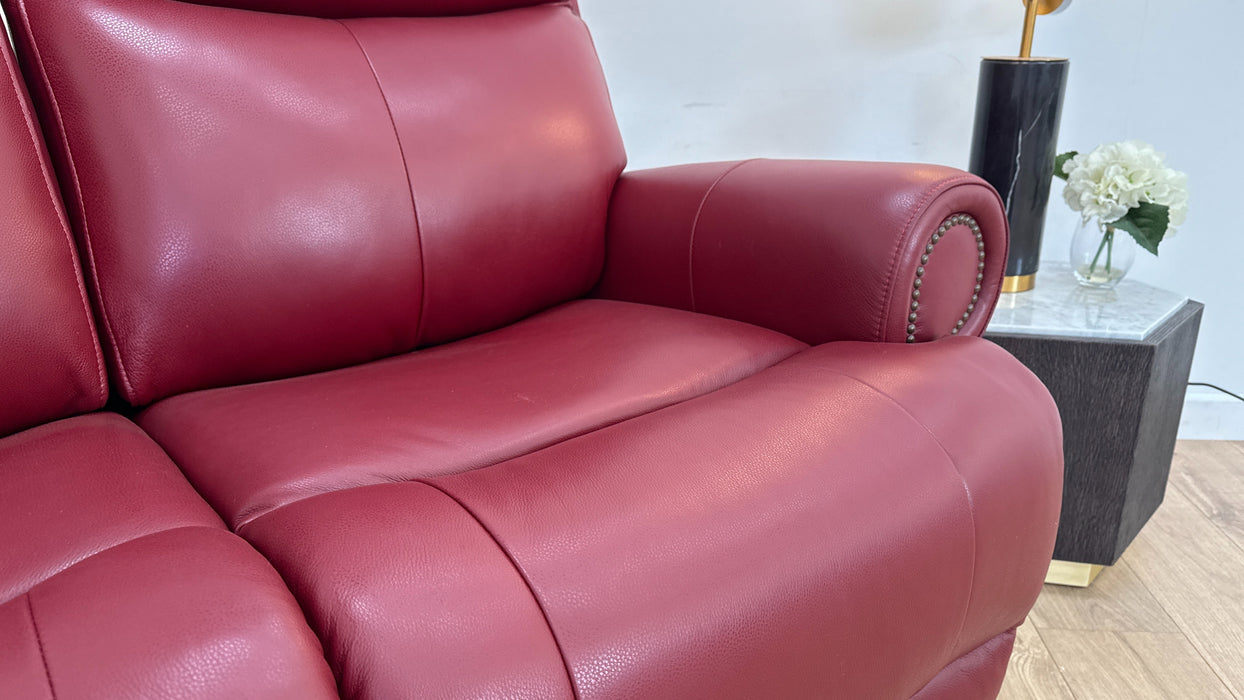 Benton 2 Seater Sofa - Power Recliner Leather - Cranberry