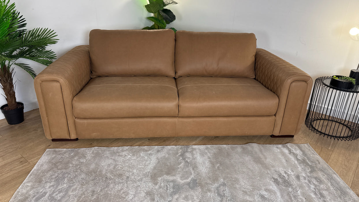 Sofology The Firenze 3 Seater Leather Sofa in Character Vintage Tan