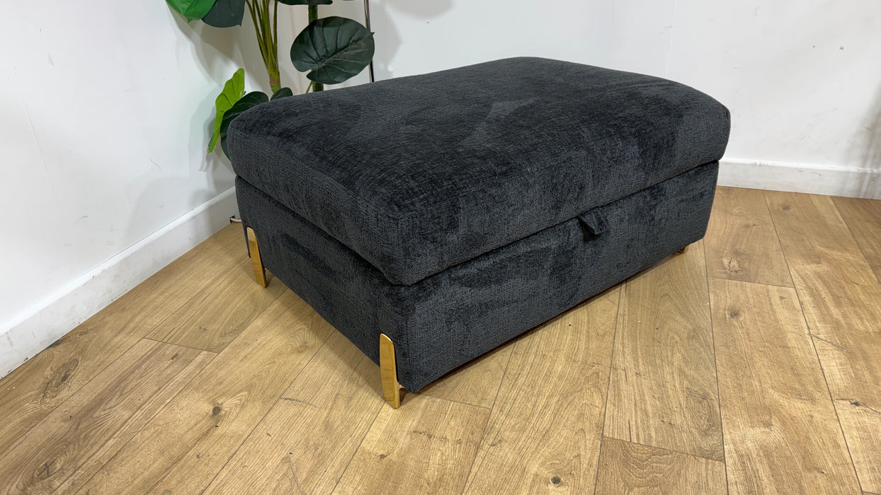 Sofology Westwood Fabric Storage Footstool in Teddy Chenille Black