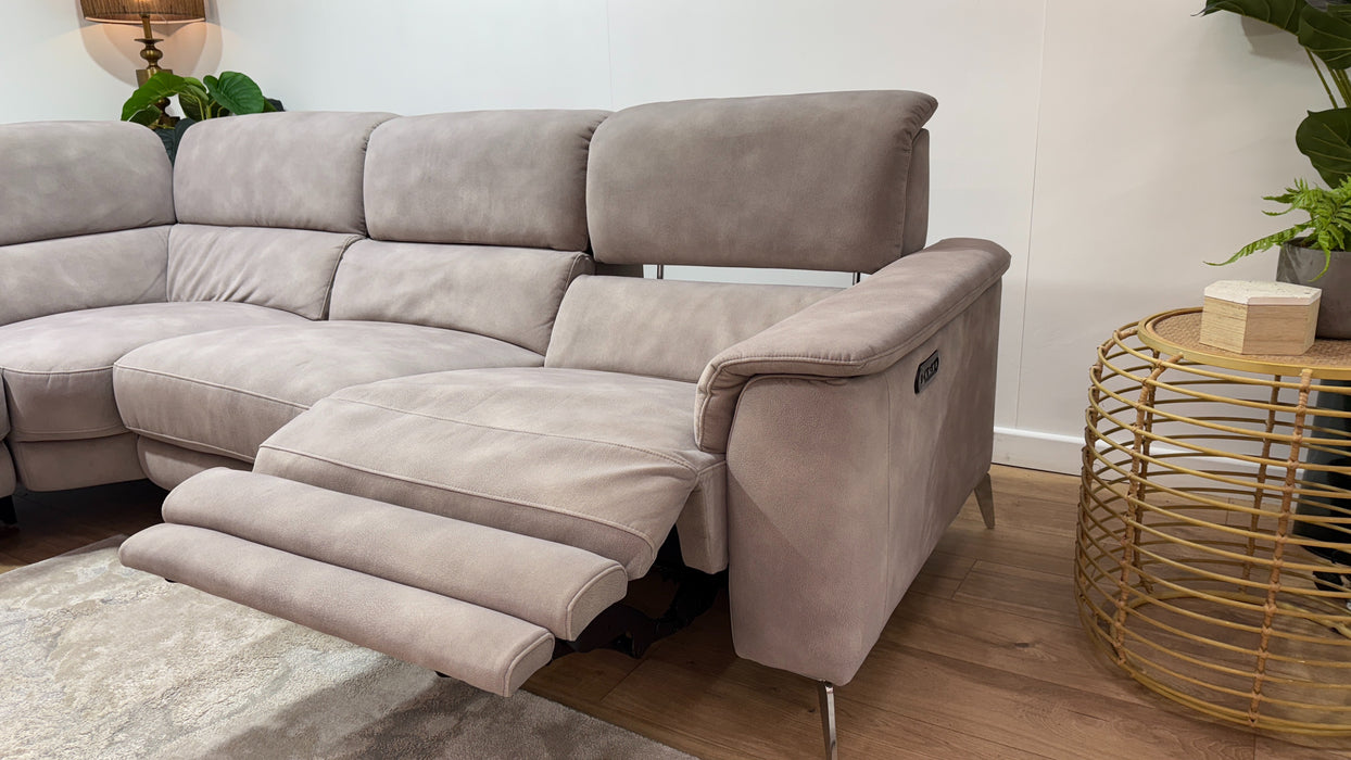 Sofology Illinois Fabric 1 Corner 2 Power Recliner/Headrest in Lifestyle Mottled Marble