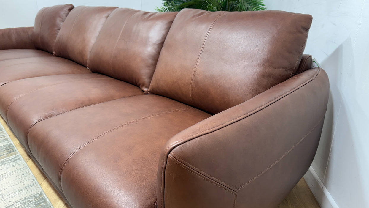 Sofology The Adler Leather 4 Seater in Relaxed Soft Brown