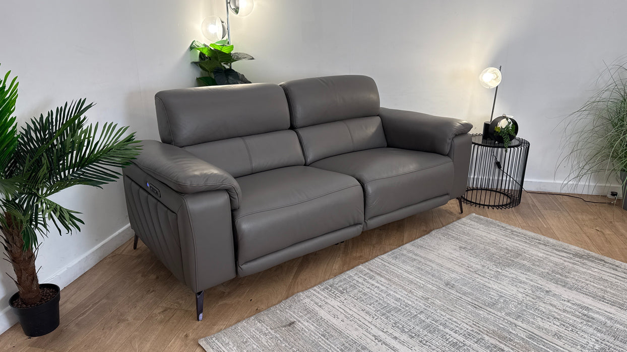 Sofology The Fratelli Leather 2.5 Seater Power Recliner/Headrest in Trusty Embossed Elephant