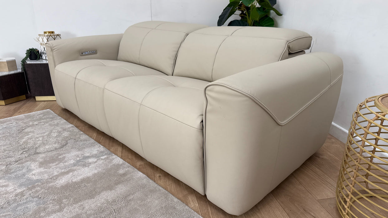 Sofology The Riviera Leather 2.5 Seater Power Recliner/Headrest in Trusty Super Matt Stone