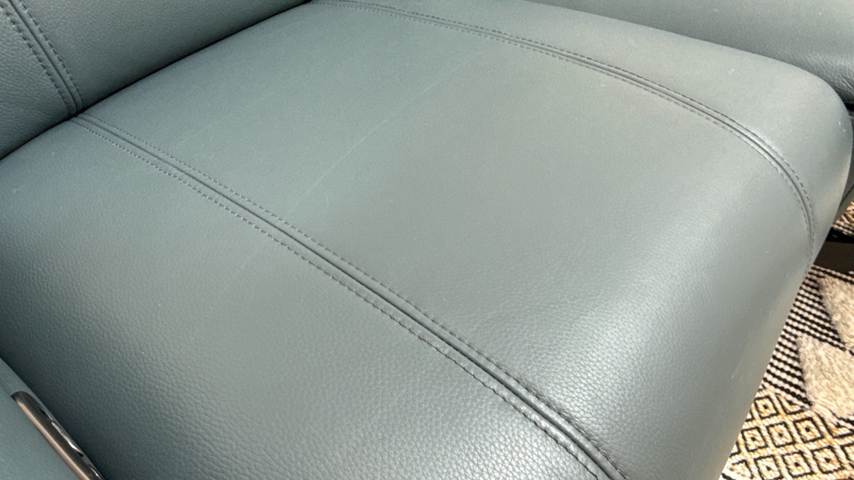 Sofology Allure Leather 2 Seater Power Recliner/Headrest in Trusty Embossed Peacock