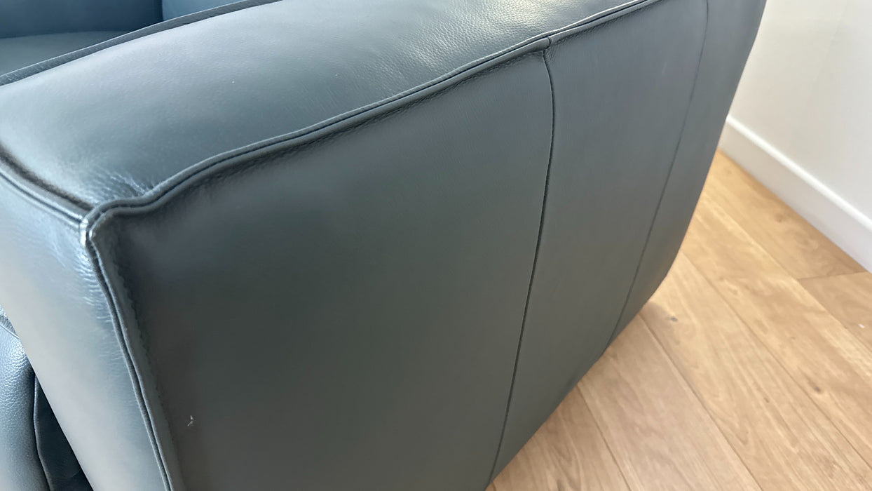 Sofology The Horizon Leather Loveseat Power Recliner/Headrest Heated Seat in Trusty Embossed Peacock