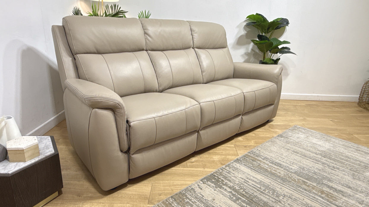 Sofology Bradie Leather 3 Seater in Trusty Embossed Stone