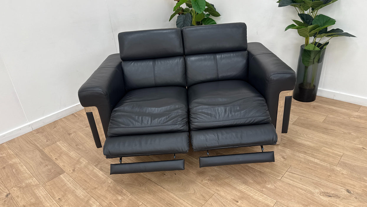 Sofology Moreno Leather 2 Seater Power Recliner in Jet Black