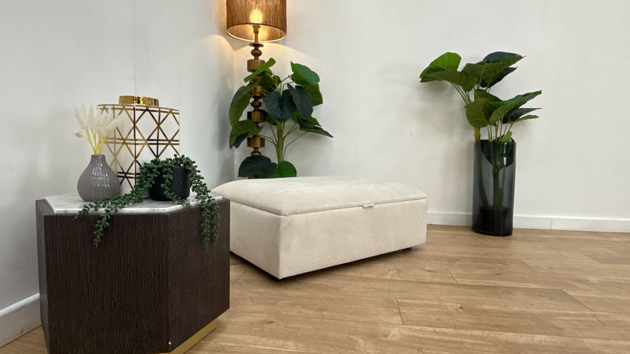 Sofology The Ascot Fabric Storage Footstool in Soft Sherpa Natural