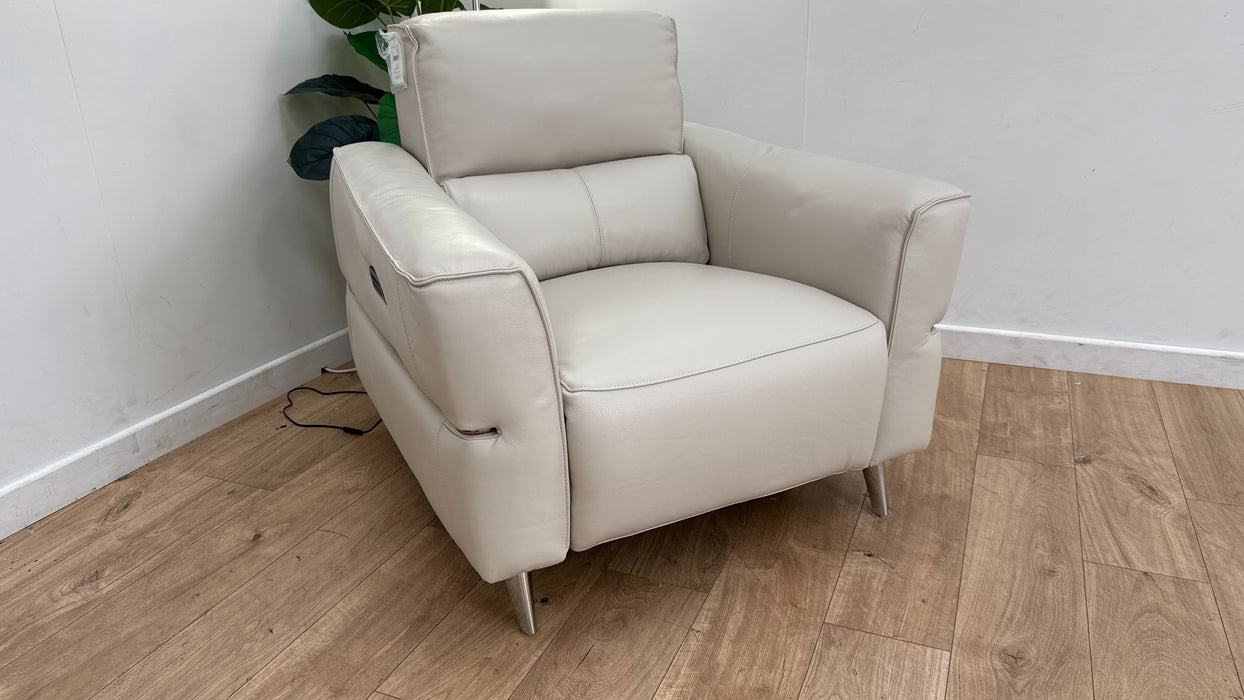 Sofology The Dakota Leather Recliner Chair in Trusty Soft Sheen Mist