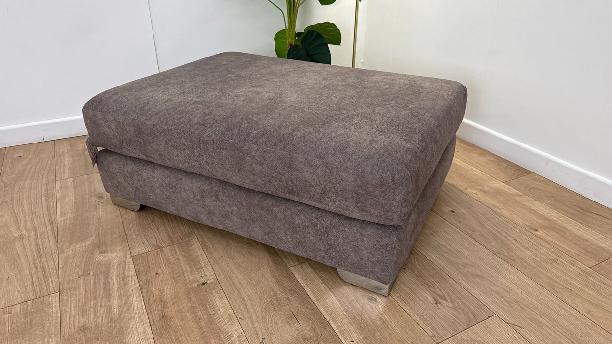 Sofology Majestica Fabric Combi Footstool in Lifestyle Marbled Mole