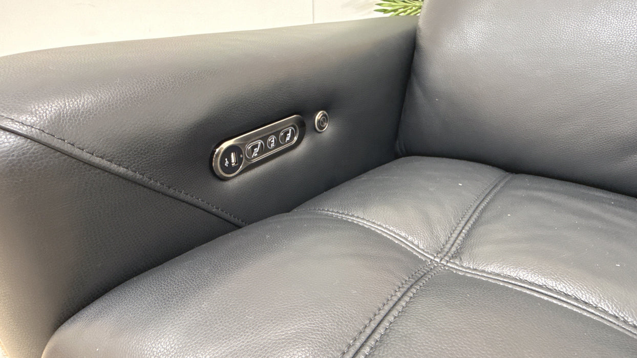 Sofology Marvella Leather Chair Power Recliner Heated Seat in Trusty Sheen Jet Black