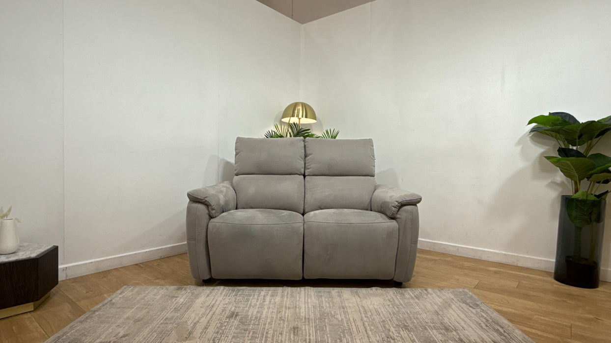 Sofology Ripley Fabric 2 Seater Power Recliner/Headrest in Lifestyle Nubuck Feel Light Grey