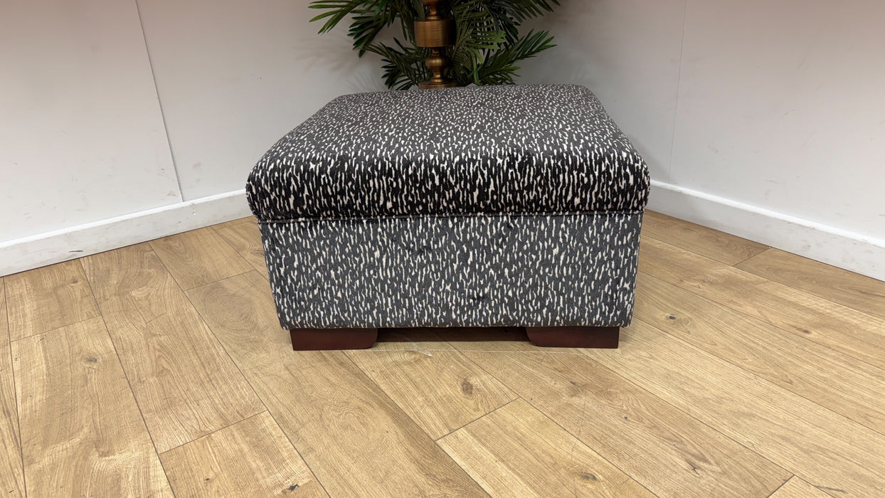 Sofology Valentina Fabric Square Designer Footstool in Design Fabric Slate