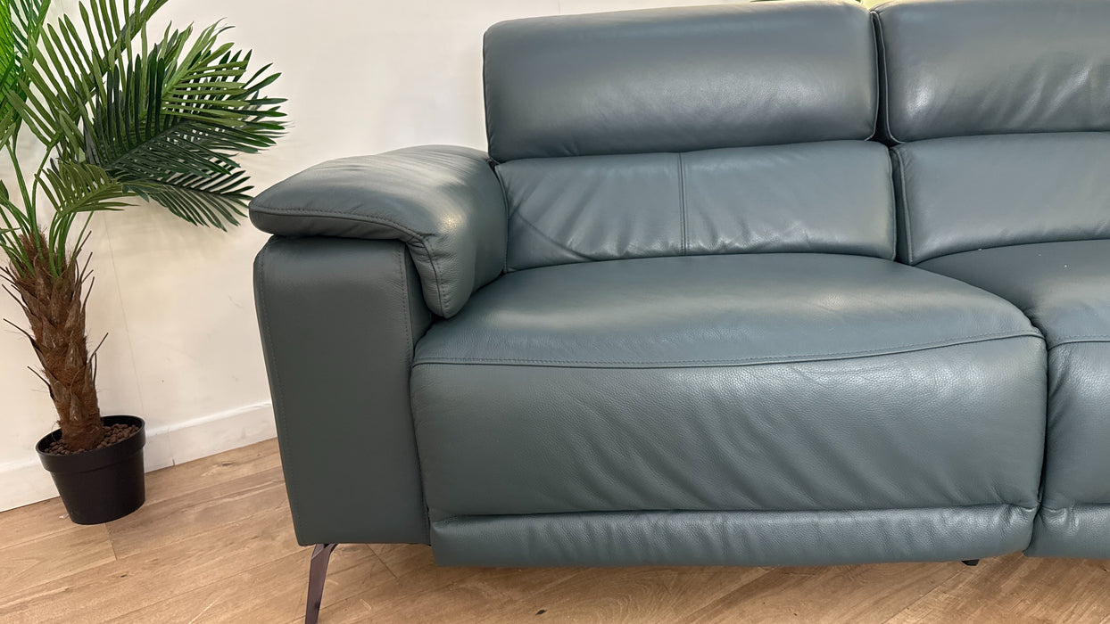 Sofology The Fratelli Leather 2.5 Seater Power Recliner/Headrest in Trusty Embossed Peacock