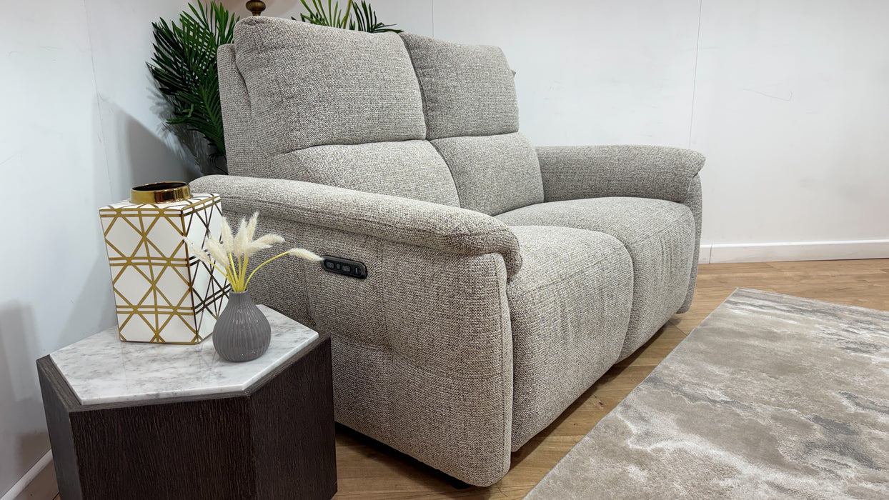 Sofology Ripley Fabric 2 Seater Power Recliner/Headrest in Woven Textured Mocha