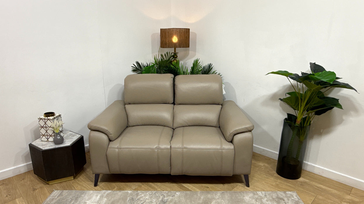 Sofology Bailey Leather 2 Seater Power Recliner/Headrest in Trusty Embossed Stone