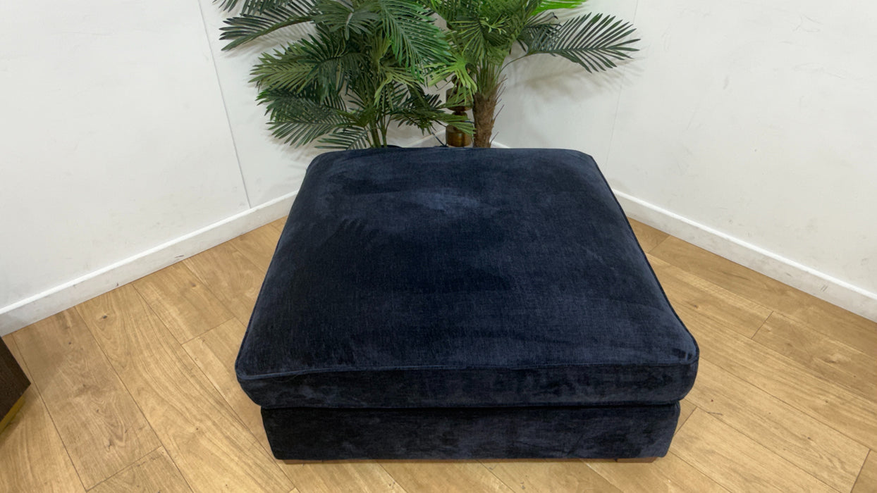 Sofology Cavalli Fabric Designer Footstool Foam Interior in Deluxe Chenille Denim