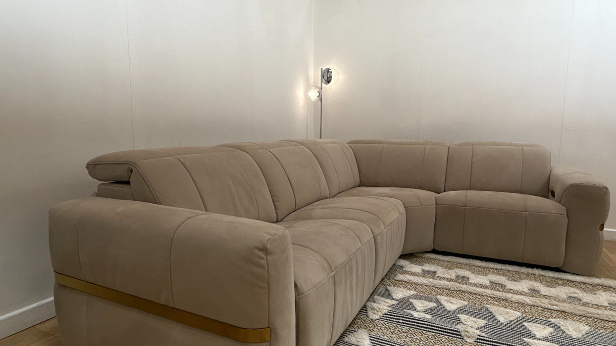 Sofology Lumiere Fabric 3 Corner 1.5 Power Recliner/Headrest in Lifestyle Nubuck Feel Stone