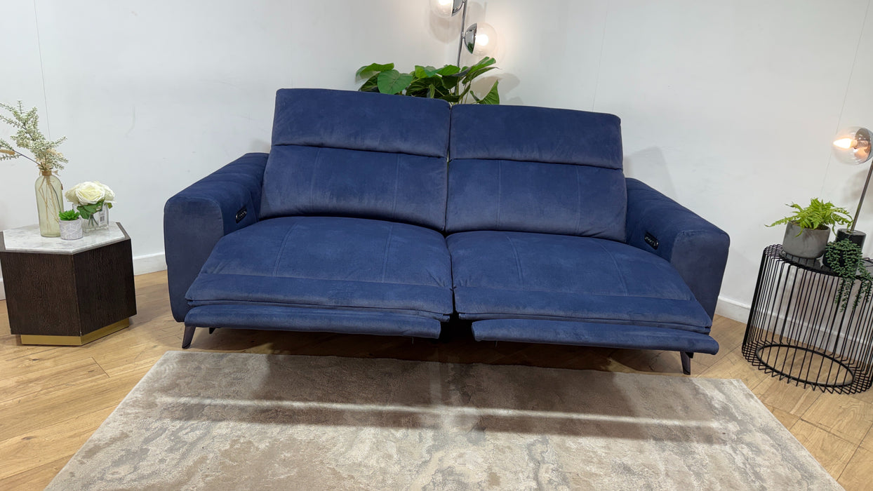 Sofology Allure Fabric 2.5 Seater Power Recliner/Headrest Lumbar Support in Lifestyle Flecked Navy