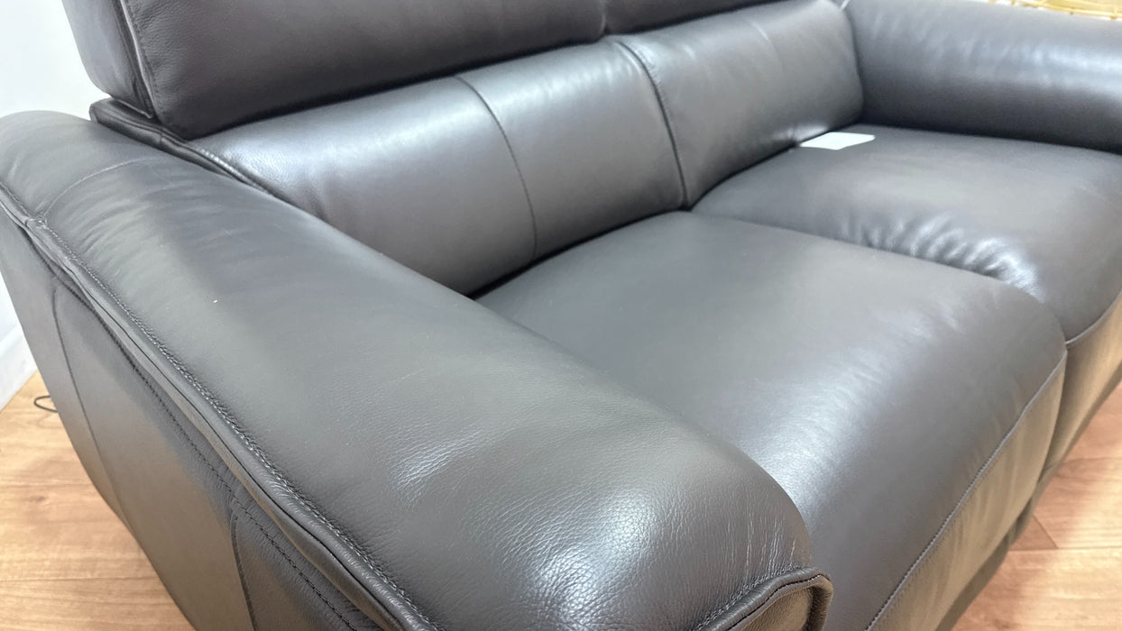 Sofology Hugo Leather 2 Seater in Trusty Embossed Charcoal