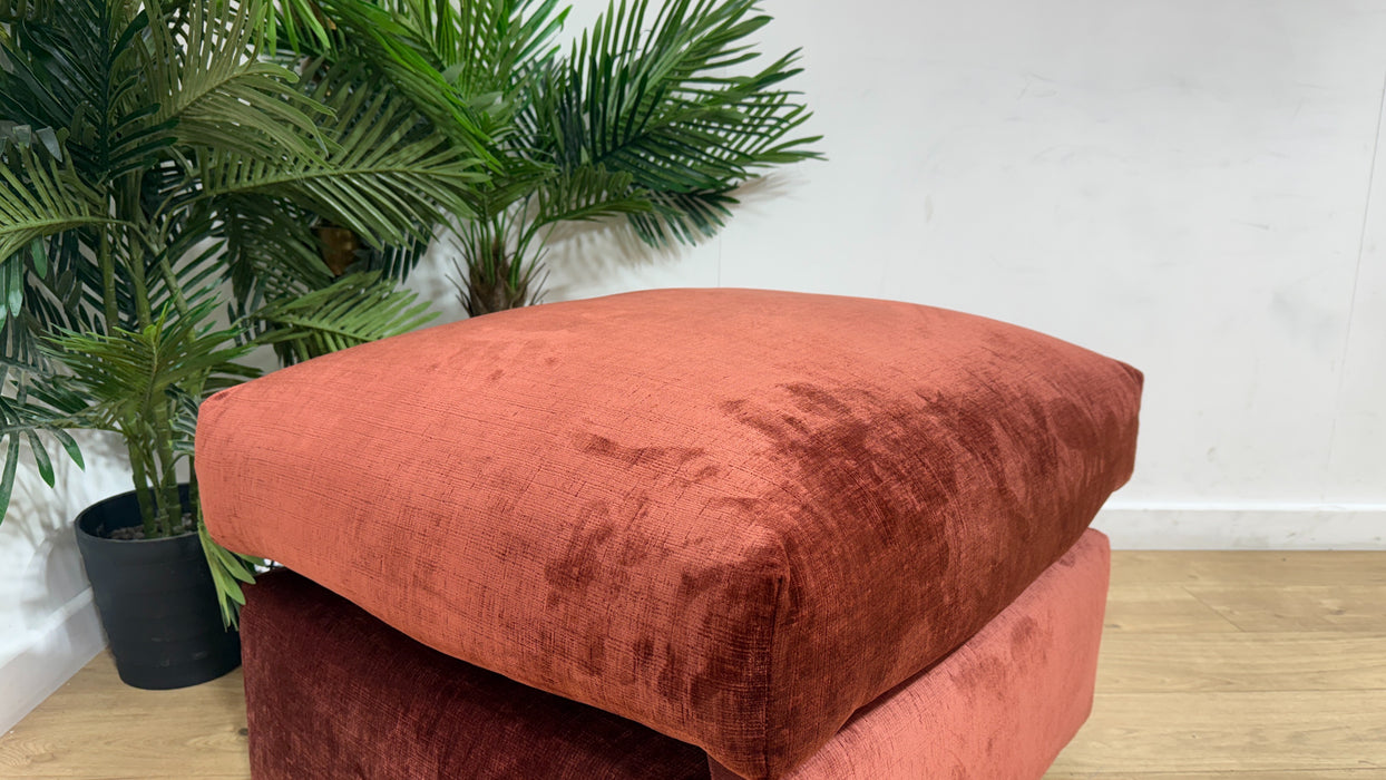 Sofology Georgio Fabric Designer Footstool Extra Flex Interior in Luxe Chenille Burgundy