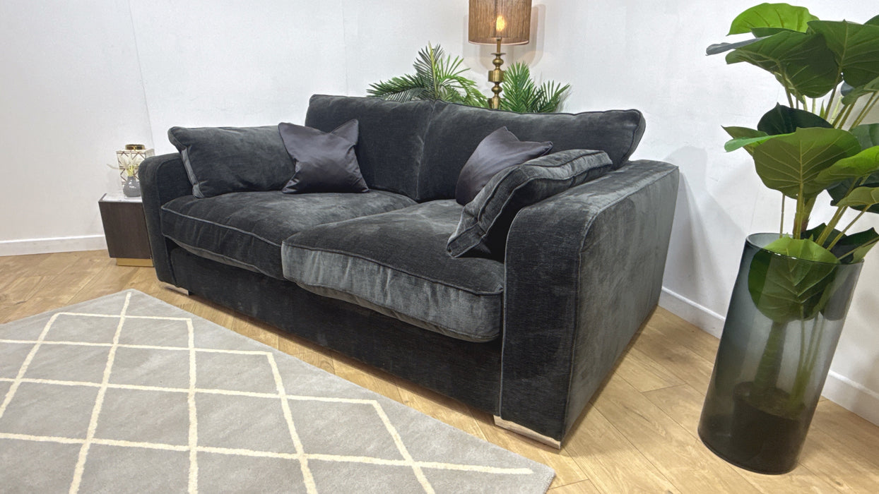 Sofology Cavalli Fabric 2.5 Seater in Deluxe Chenille Slate Mix