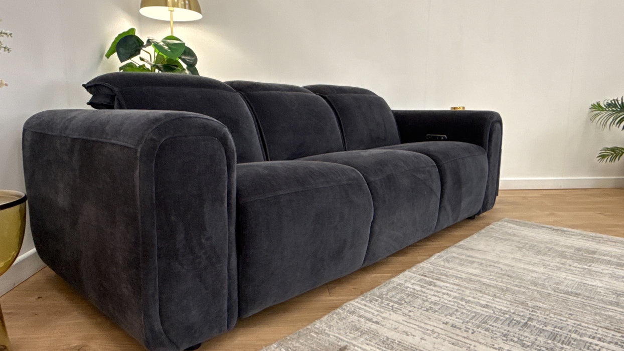 Sofology Premiere Fabric 3 Seater Power Recliner in Relaxed Chenille Ink