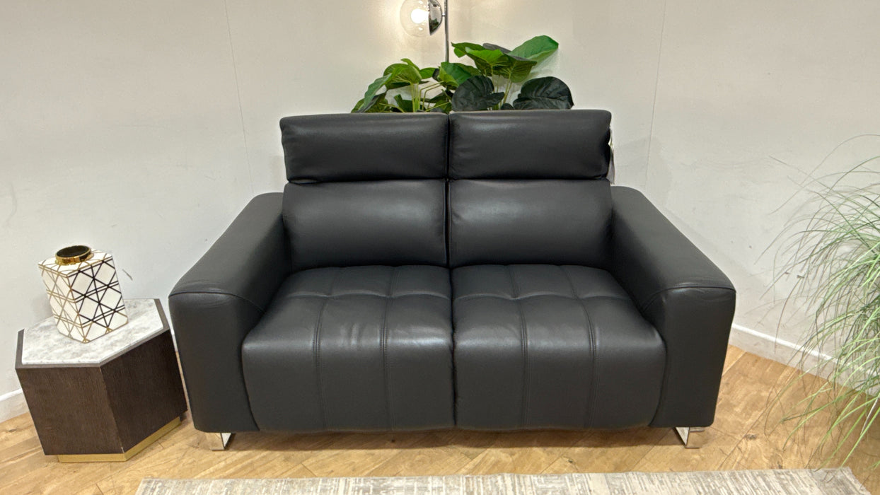 Sofology Marvella Leather 2 Seater in Trusty Sheen Jet Black
