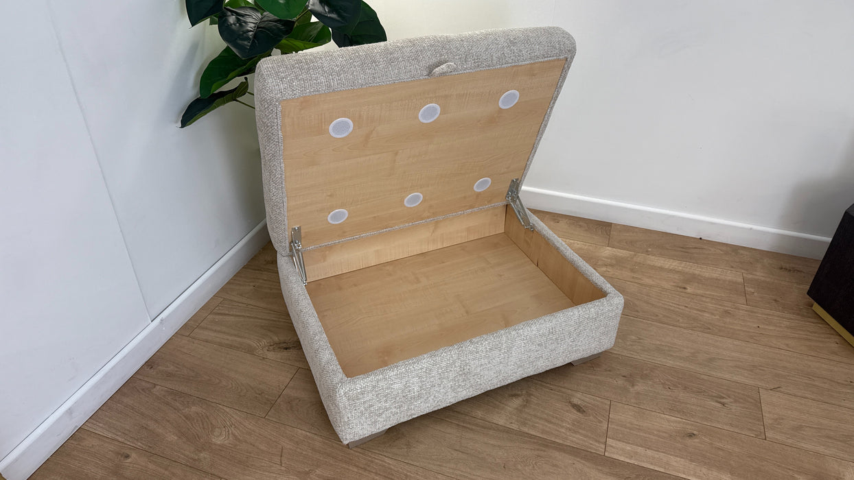 Sofology The Tallulah Footstool in Basketweave Chenille Stone All Over