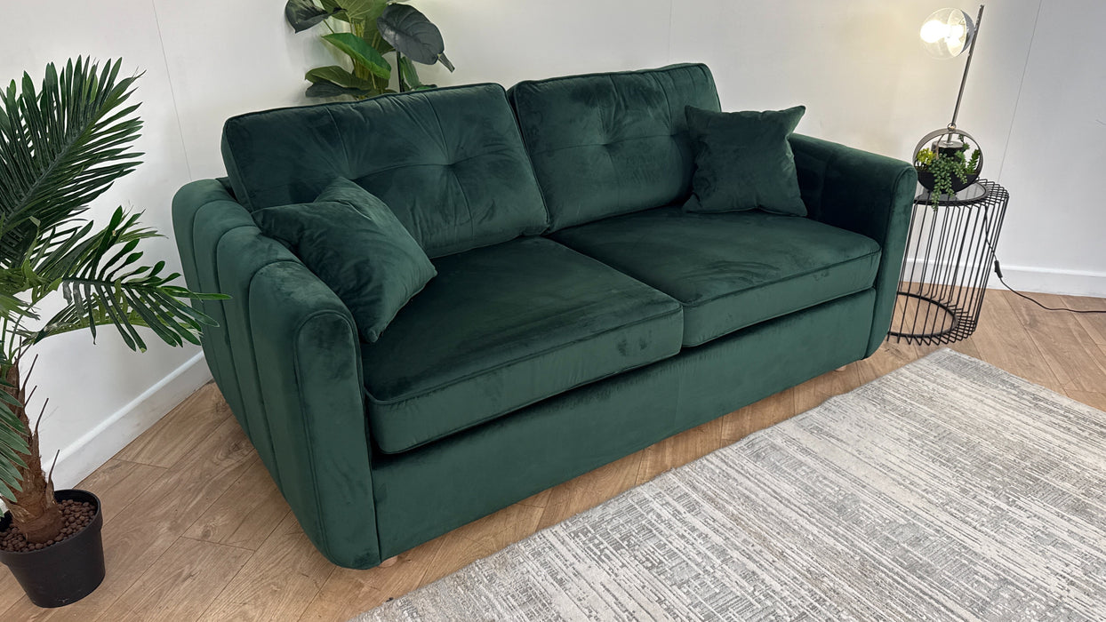 Sofology Islington Fabric 3 Seater Hypnos Deluxe Sofa Bed in Sleek Green