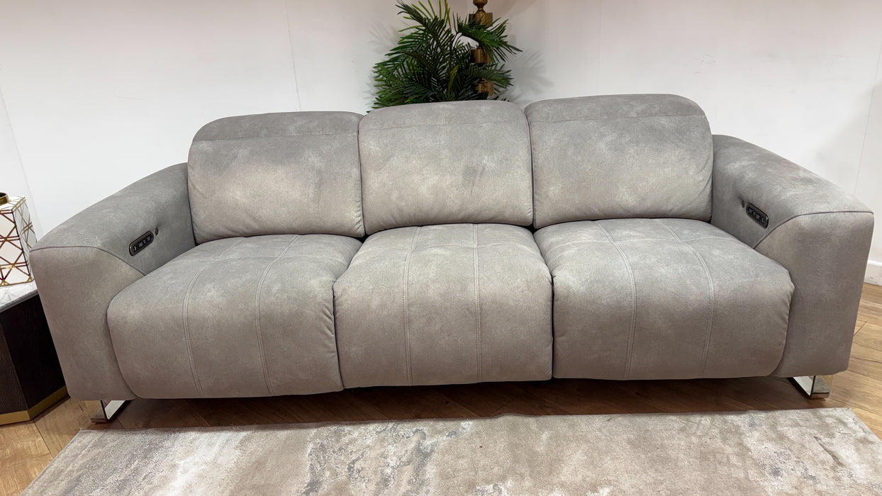 Sofology Marvella Fabric 3 Seater Power Recliner/Headrest Heated Seats in Lifestyle Nubuck Feel Stone