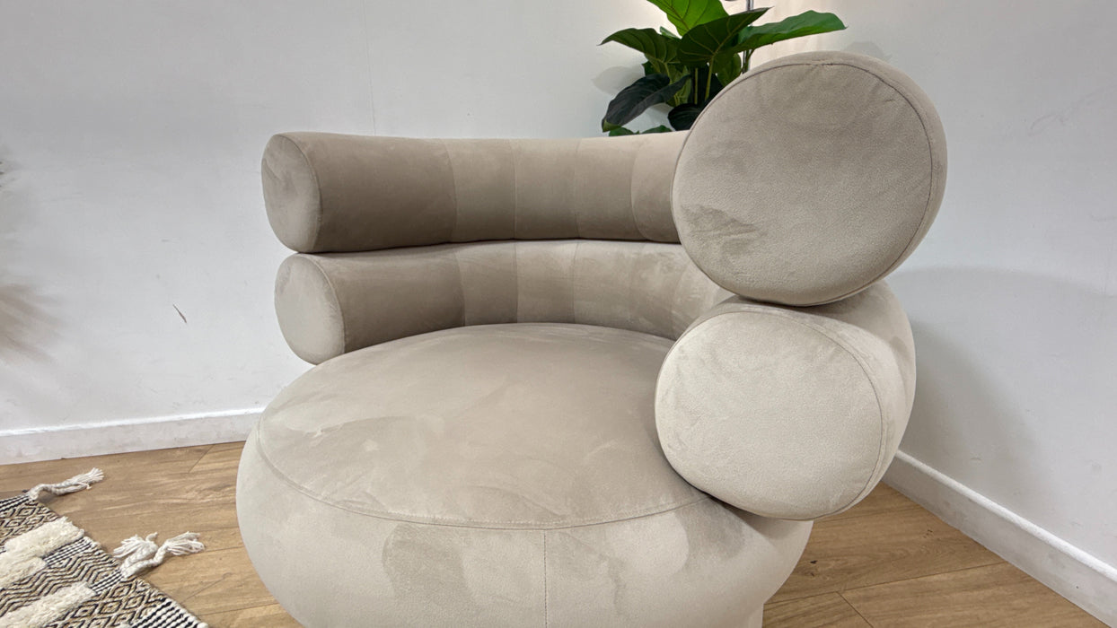 Sofology Fitzrovia Fabric Accent Swivel Chair in Matt Velvet Milk