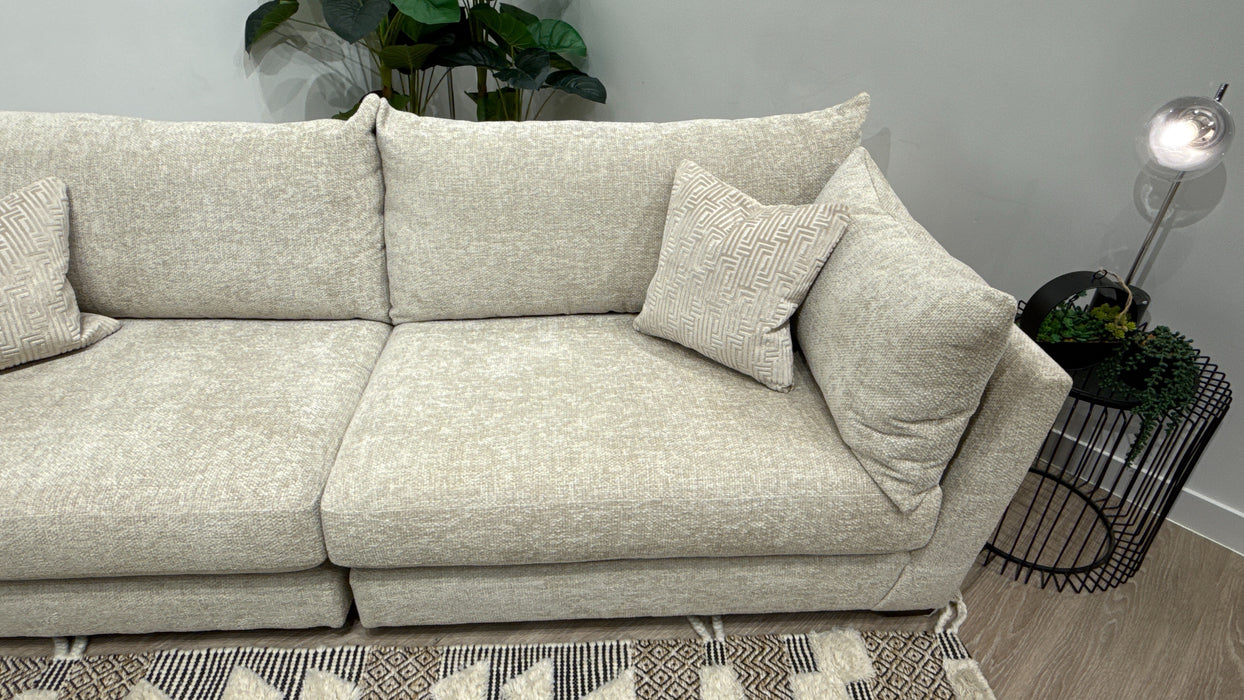 Sofology The Tallulah 4 Seater Split Fabric Sofa in Basketweave Chenille Cream Mix