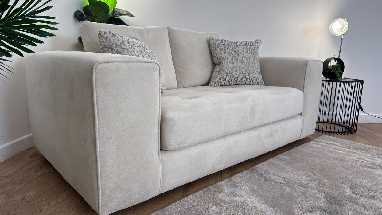 Sofology Ascot Fabric 2 Seater Bench Seat in Soft Sherpa Natural Mix