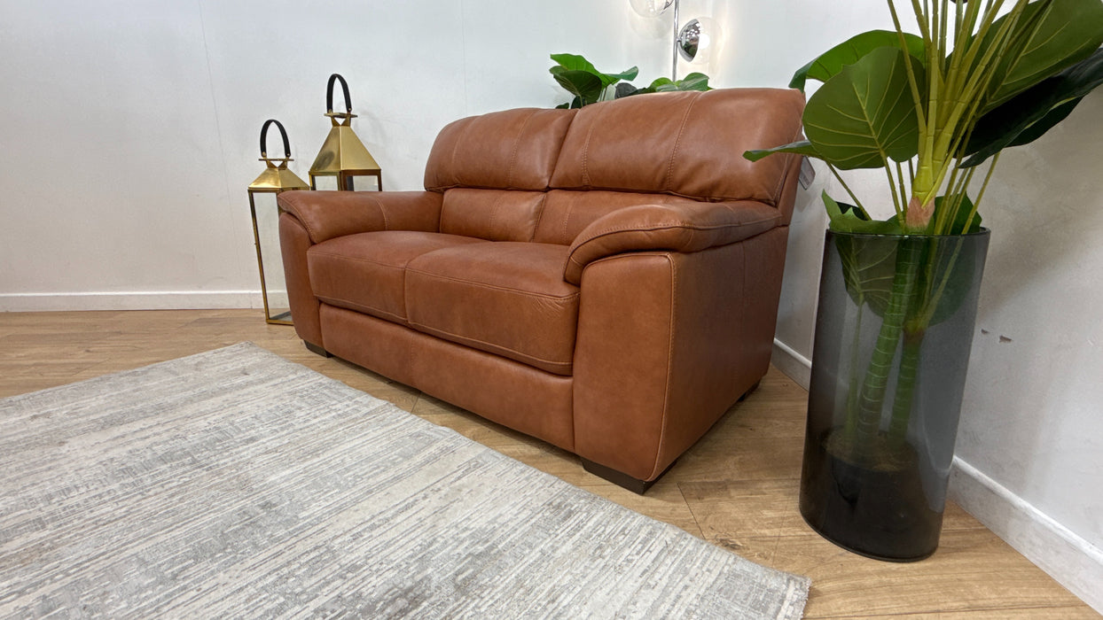 Sofology Santina Leather 2 Seater in Relaxed Soft Tan