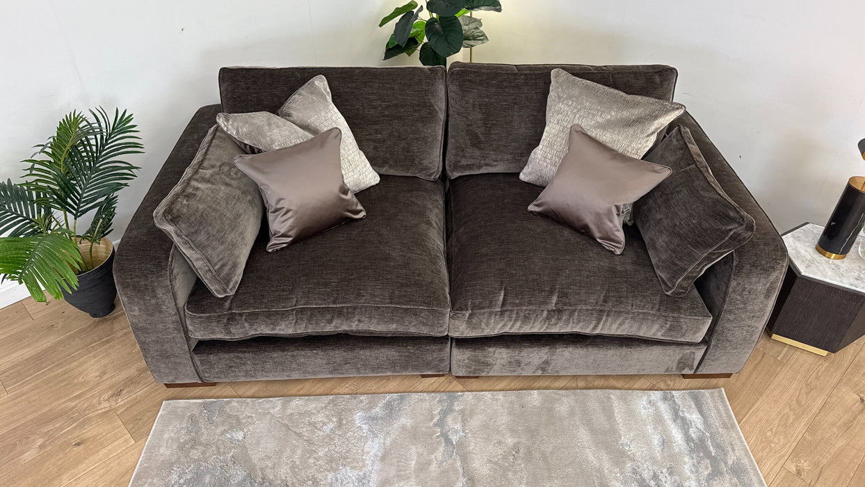 Cavalli 3 Seater Split Sofa - Fabric - Blanik Mushroom Mix