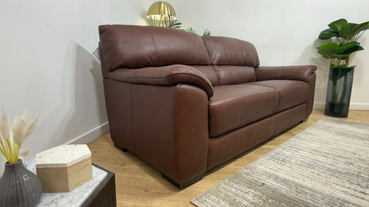 Sofology Santina Leather 3 Seater in Relaxed Soft Brown