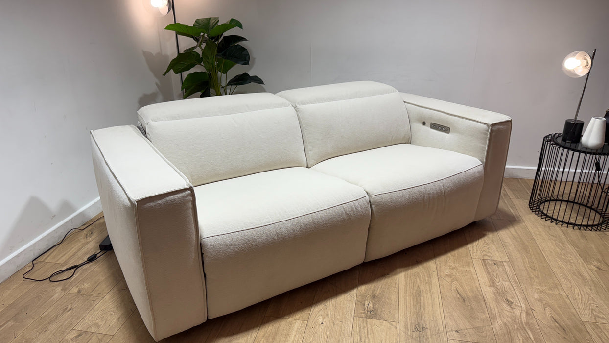 Sofology Horizon Fabric 2.5 Seater Power Recliner/Headrest Heated Seat in Textured Chenille Oyster