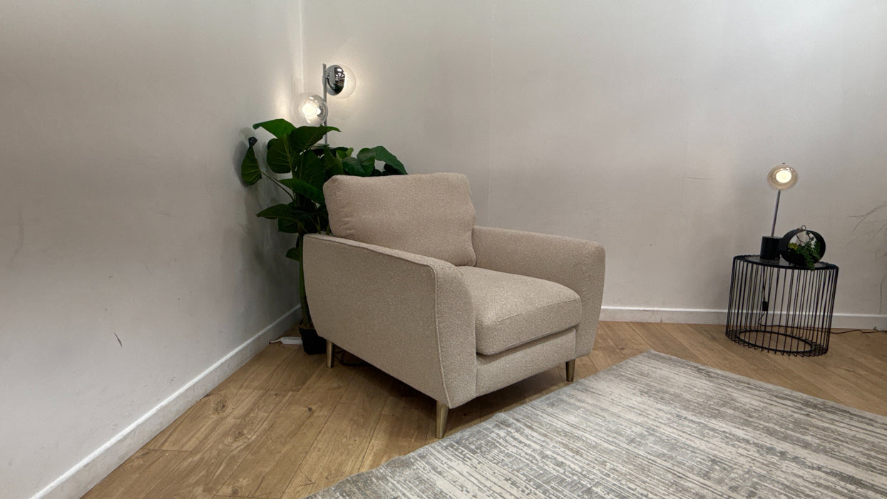 Sofology Hackney Fabric Chair Memory Foam Seat in Boucle Natural Mix