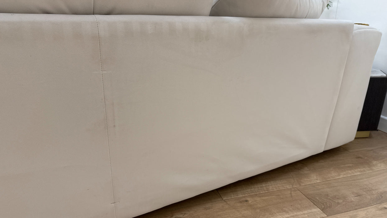 Sofology The Oscar Fabric 4 Seater with Gold Trim in Super Matt Velvet Ecru